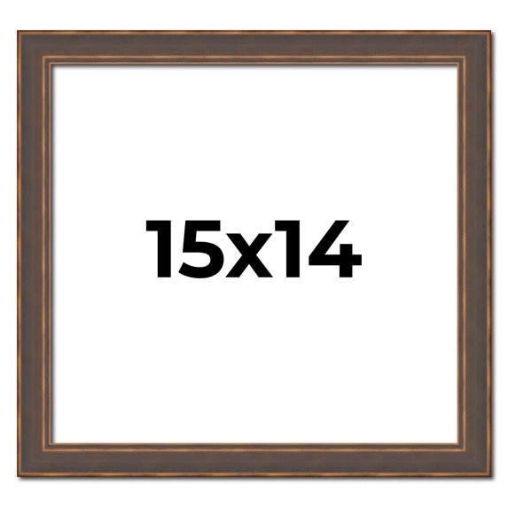 15x14 Frame Golden Caramel Solid Wood Bronze Picture Frame | 1.25 Inch Moulding Width | 0.5 Inch