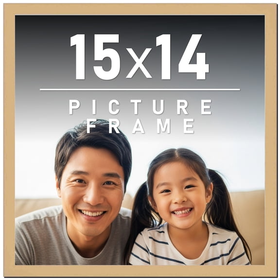 15x14 Frame Natural Wood Picture Frame | 0.75 Inch Moulding Width | with UV Acrylic Plexiglass,
