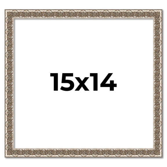 15x14 Frame Silver Versailles Ornate Solid Wood Picture Frame | 1 Inch Moulding Width | Interior
