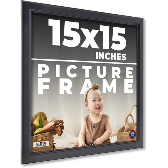 15x15 - 15 x 15 Contemporary Black Solid Wood Frame with UV Framer's Acrylic & Foam Board Backing -
