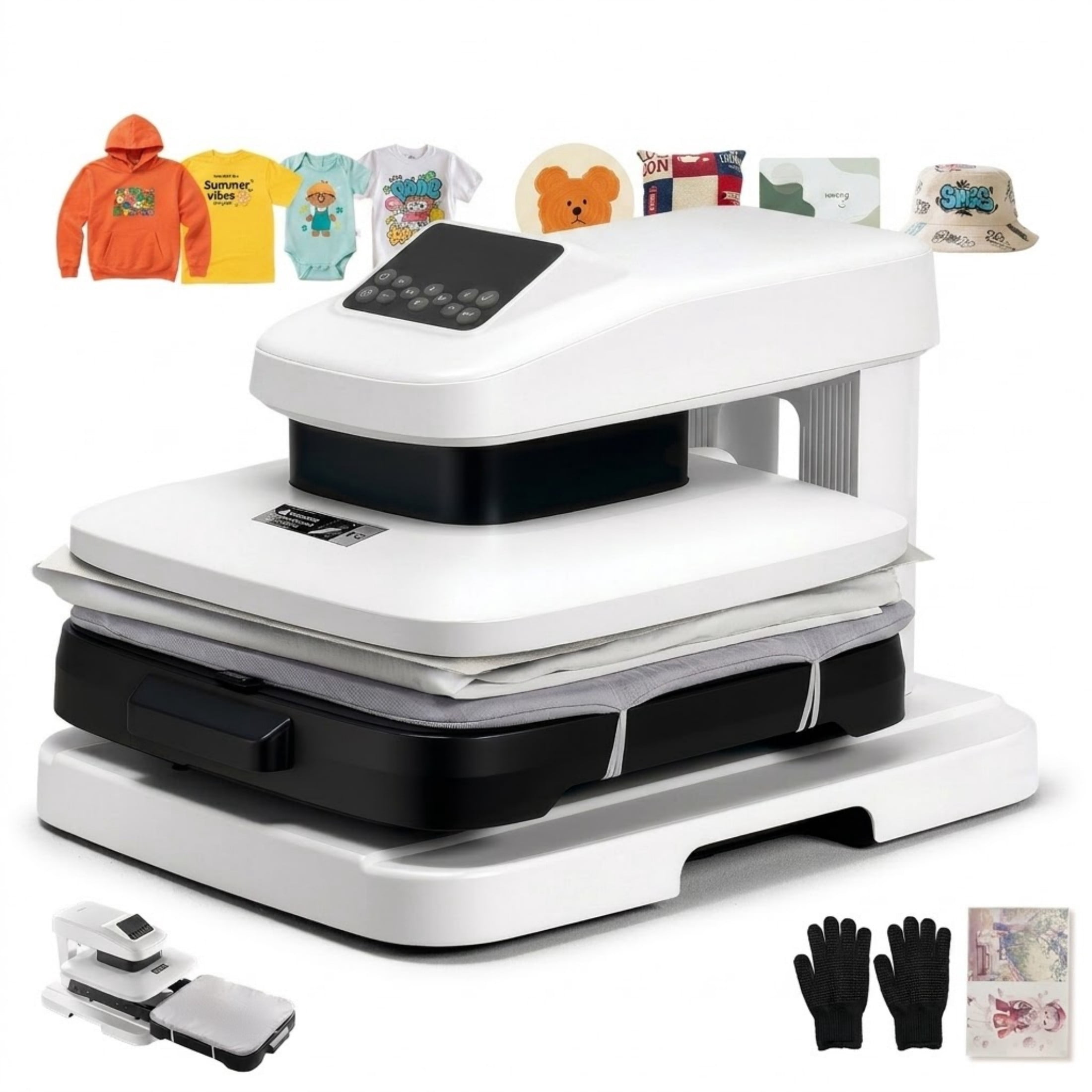 15x15 Auto Heat Press Machine for T-Shirts, Sublimation & Vinyl, Auto Release with Adjustable Pressure, Digital Display, White