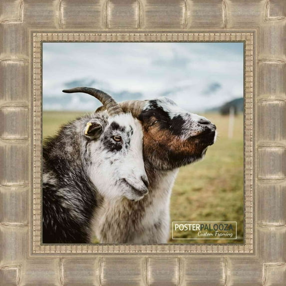 15x15 Silver Wide Bamboo Picture Frame - UV Acrylic, Foam Board Backing, Hanging Hardware