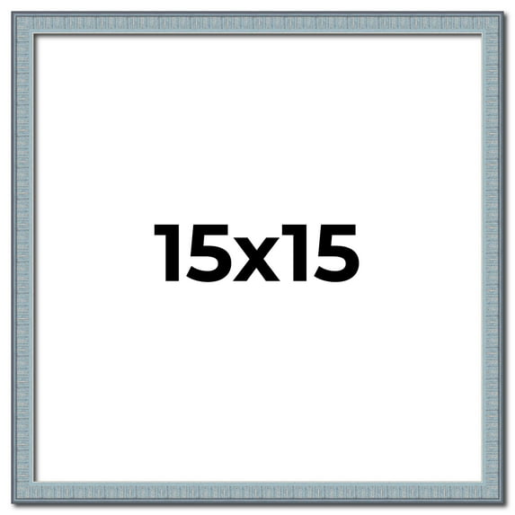15x15 Frame Blue Scuffed Farm Board Solid Wood Picture Frame Width 0.75 Inches | Interior Depth 0.5