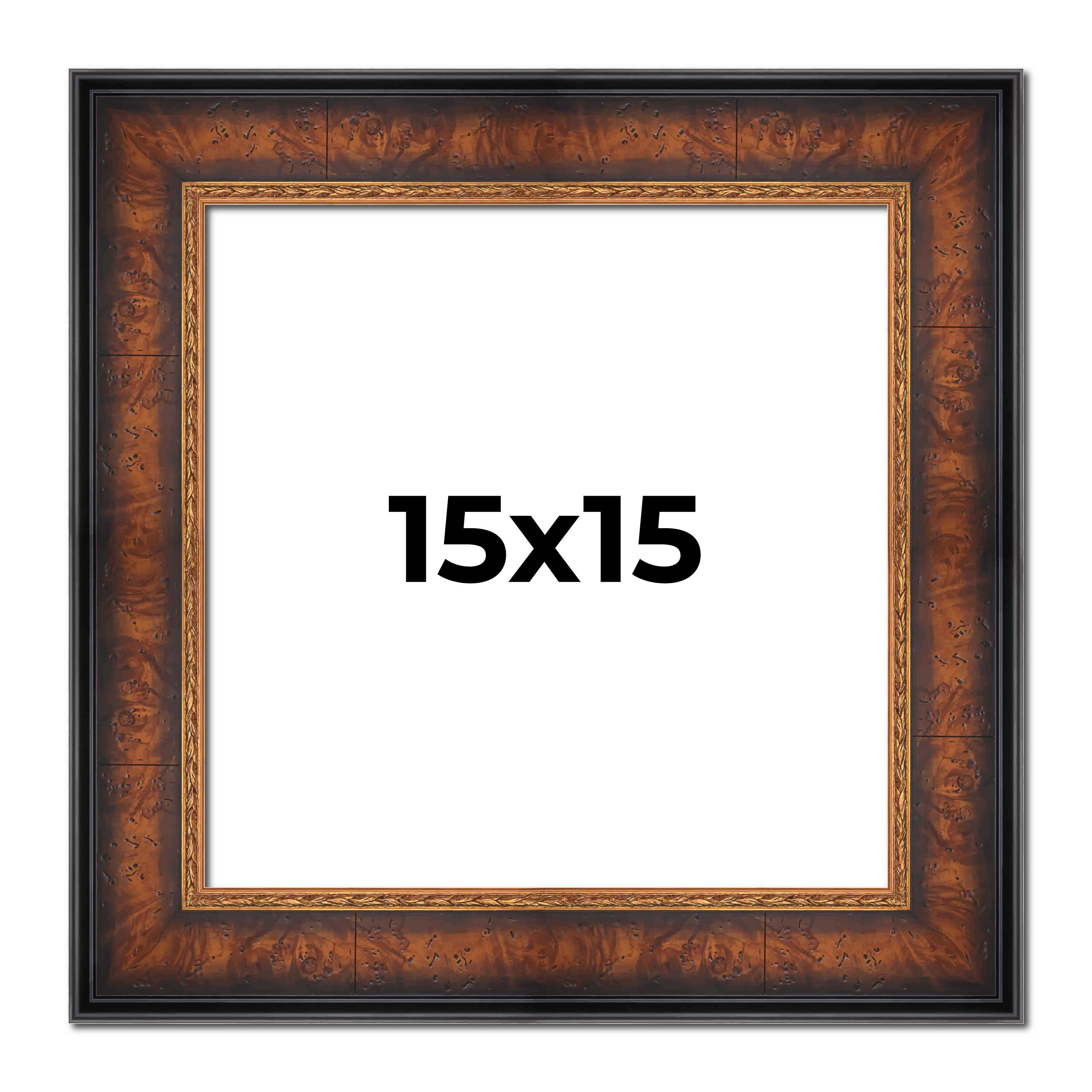 15x15 Frame Brown Walnut Gold Ornate Trim Solid Wood Plein Air Picture ...