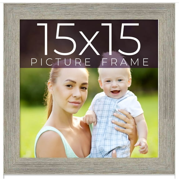 15x15 Frame Grey Real Wood Picture Frame Width 1.5 Inches | Interior Frame Depth 0.5 Inches | Barn