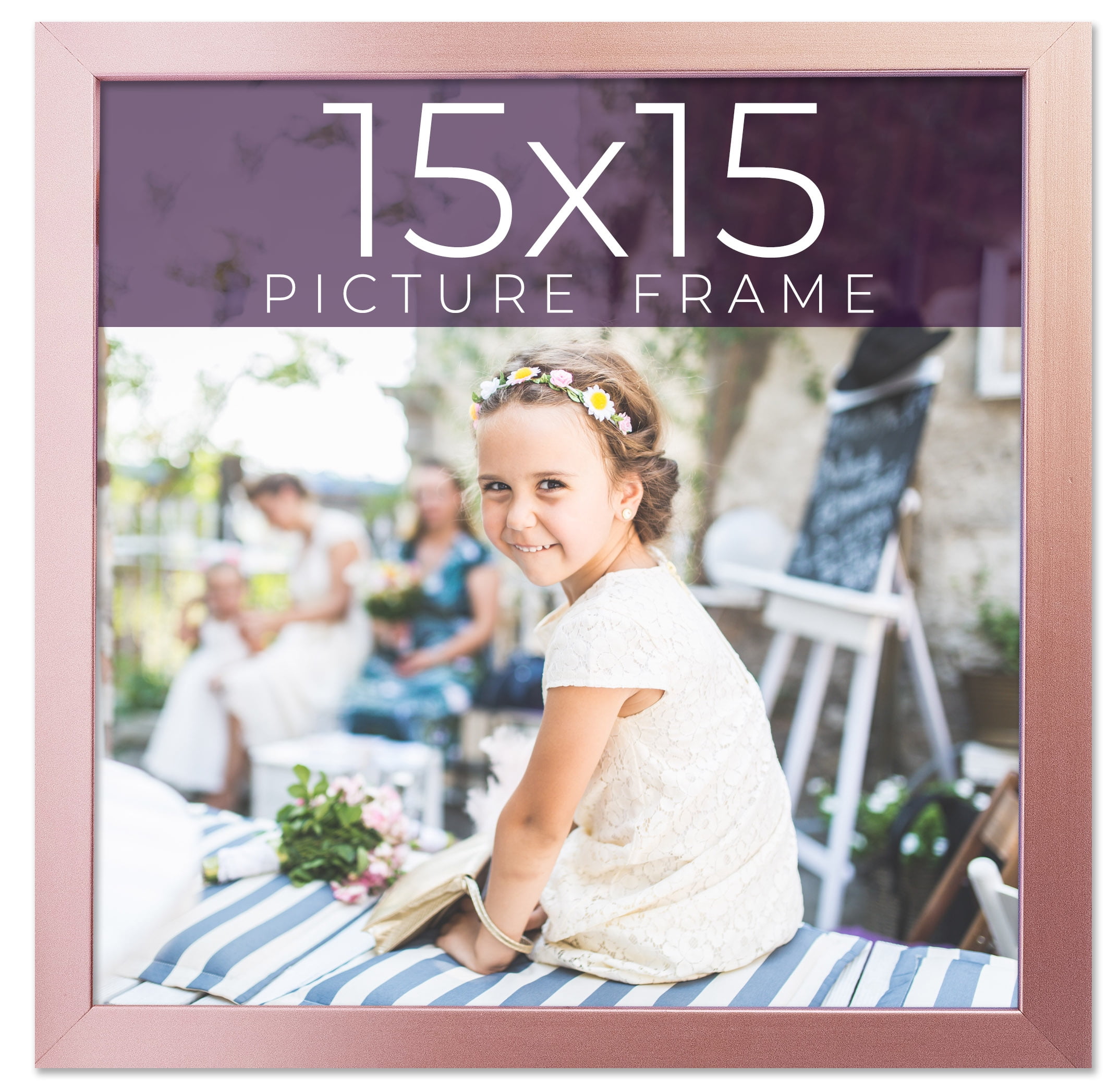 15x15 Frame Pink Real Wood Picture Frame Width 0.75 inches Interior Frame Depth 0.5 inches Rose