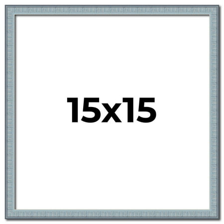 15x15 Frame Rustic Sky Blue Solid Wood Picture Frame | 0.75 Inch Moulding Width |Includes UV