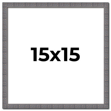 15x15 Frame Slate Blue Distressed Rustic Solid Wood Picture Frame | 0.75 Inch Moulding Width |