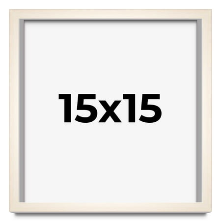 15x15 Frame White Wash Solid Wood Picture Frame | 0.8125 Inch Moulding Width | Includes UV Acrylic