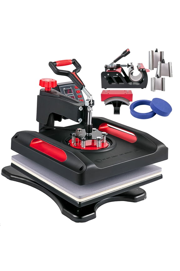 15x15 Heat Press Machine with Digital Control, 8-in-1 Swing Away T-Shirt Printer for Hats, Mugs&Caps - Multifunction Heat Transfer&Sublimation Press
