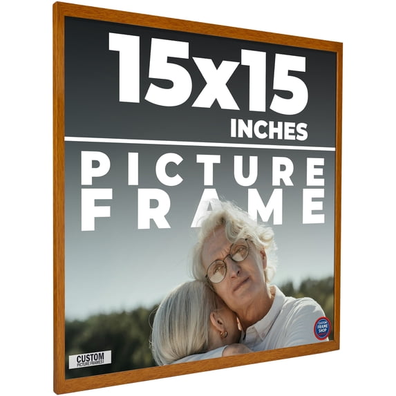 15x15 Honey Brown Real Wood Picture Frame Width 0.75 inches | Interior Frame Depth 0.5 inches |