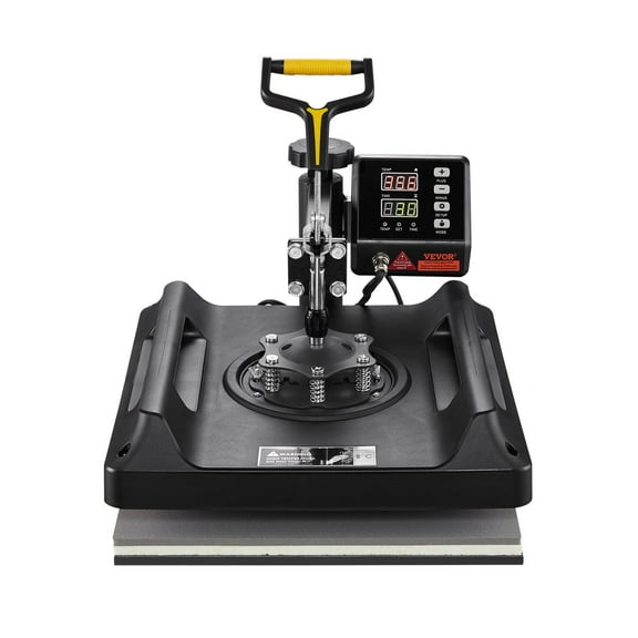 15x15 Inch 8-in-1 Heat Press Machine & Sublimation Combo Set, Digital Swing-Away Thermal Transfer Press for T-Shirts, Mugs, Caps, Plates (Black)