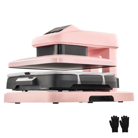15x15 Inch Auto Heat Press Machine for T-Shirts, Digital Display&Adjustable Pressure, Fast Heating for Sublimation and Vinyl Projects, Pink