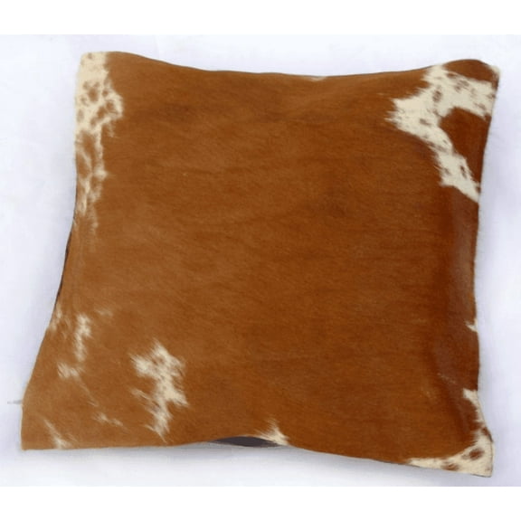 15x15 Inch Cowhide and Faux Leather Cushion Cover – Zipper Closure, Easy-to-Clean, Goatskin Pillow – Celestial Leather London
