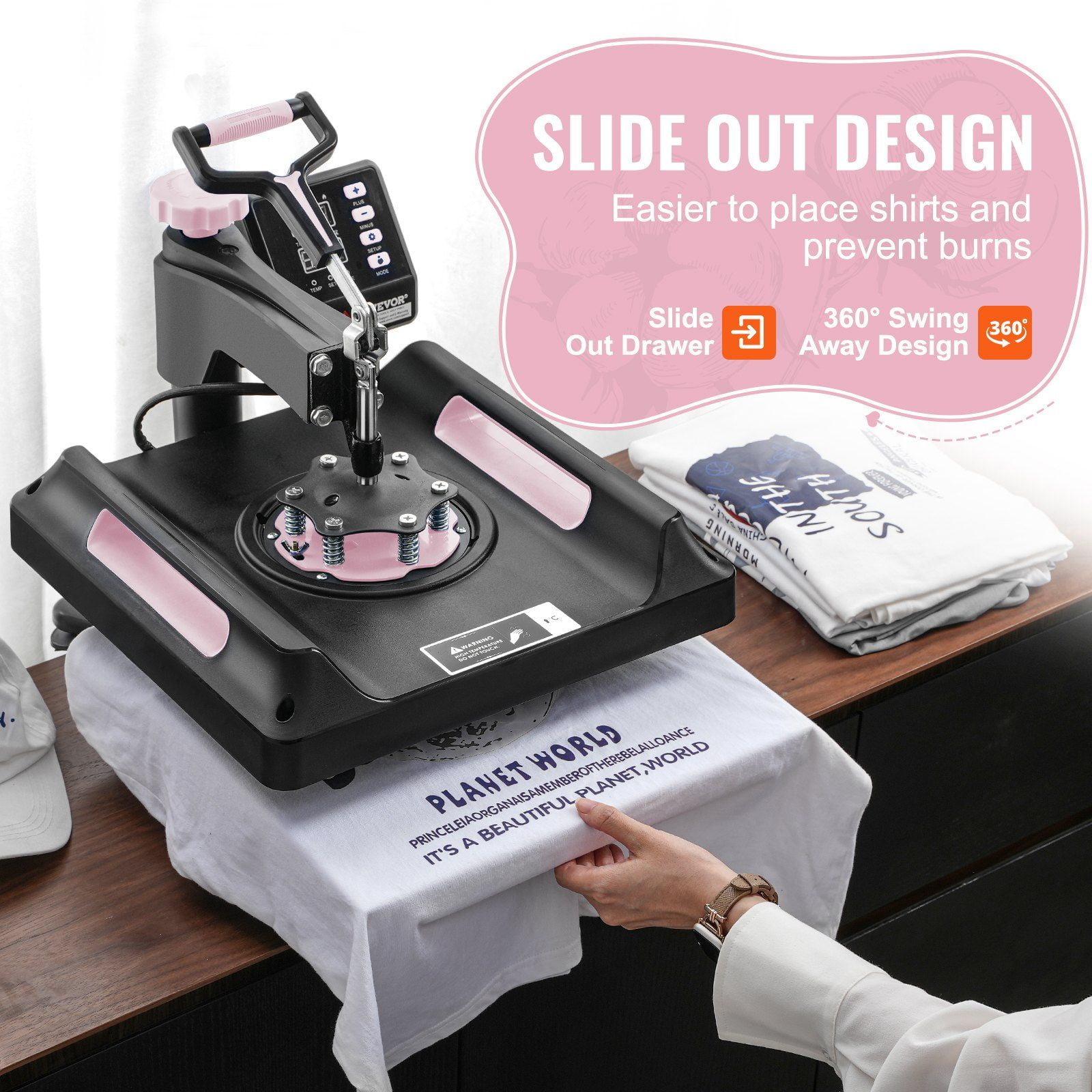 15x15 Inch Heat Press Machine 8-in-1, 30oz Tumbler & Apparel Press for T-Shirts, Hats, Mugs (Black)