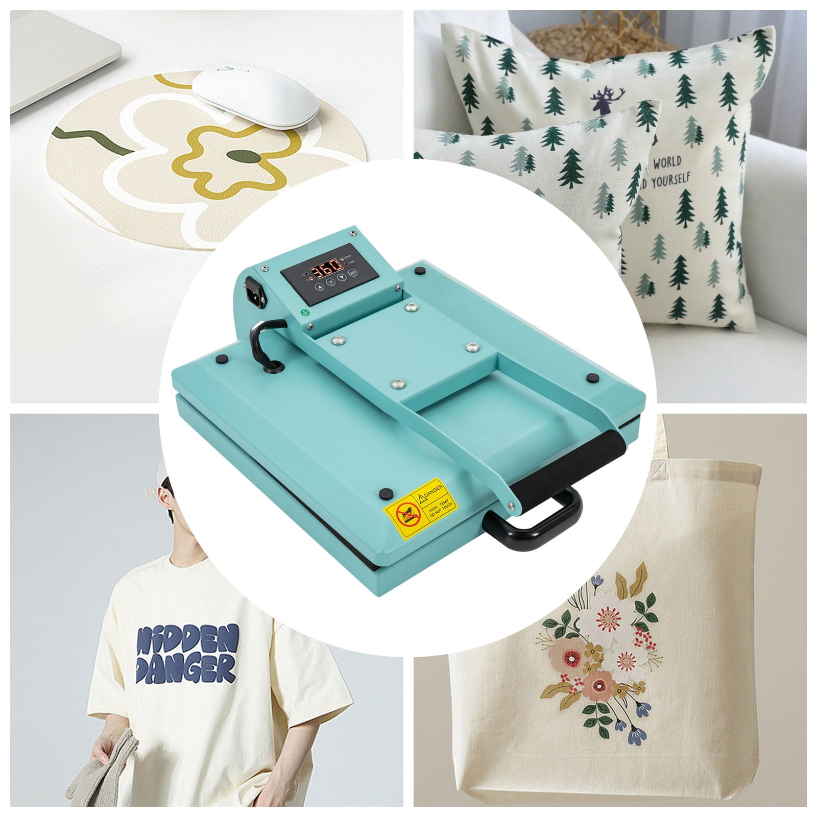 15x15 Inch Heat Press Machine - Adjustable Temperature & Time, High Efficiency, Easy Operation, Ideal for T-Shirt, Pillow, Bag & DIY Projects
