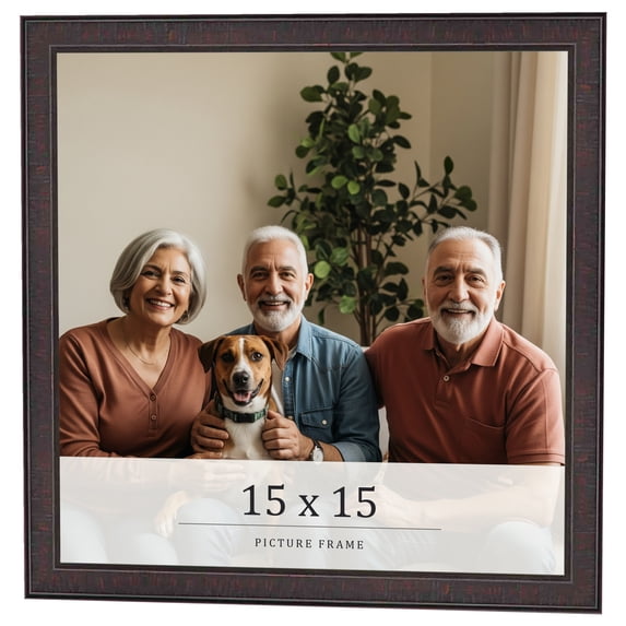 15x15 Rustic Brown Real Wood Picture Frame Width 0.75 inches | Interior Frame Depth 0.5 inches |