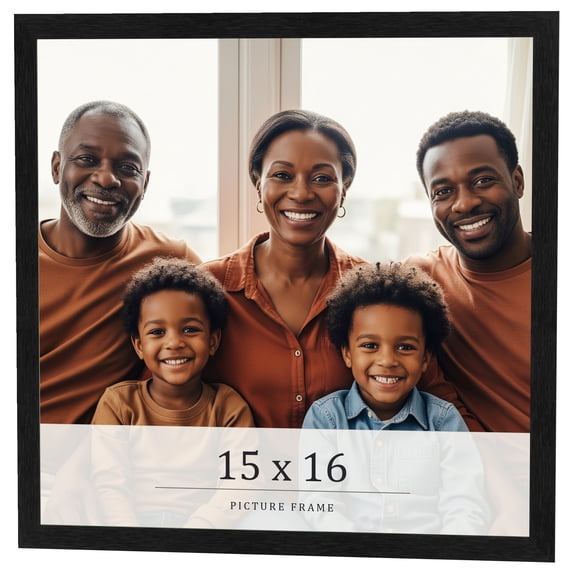 15x16 Frame Black Charcoal Grey Wood Textured Picture Frame | 0.75 Inch Moulding Width | Gunmetal