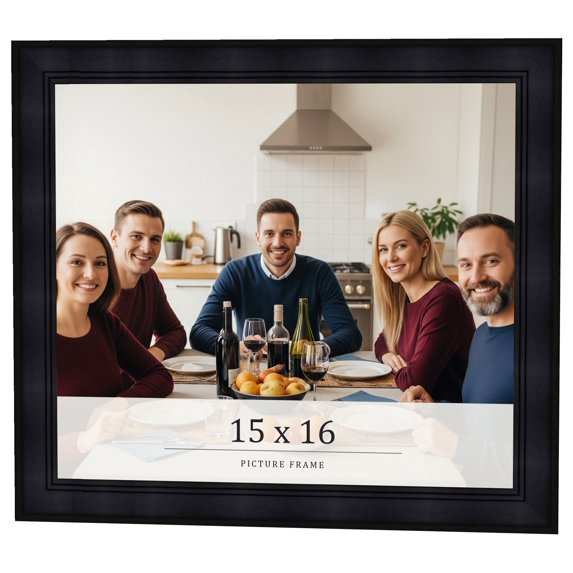 15x16 Frame Black Passaggi Solid Wood Picture Frame Width 1.5 Inches | Interior Depth 0.5 Inches |