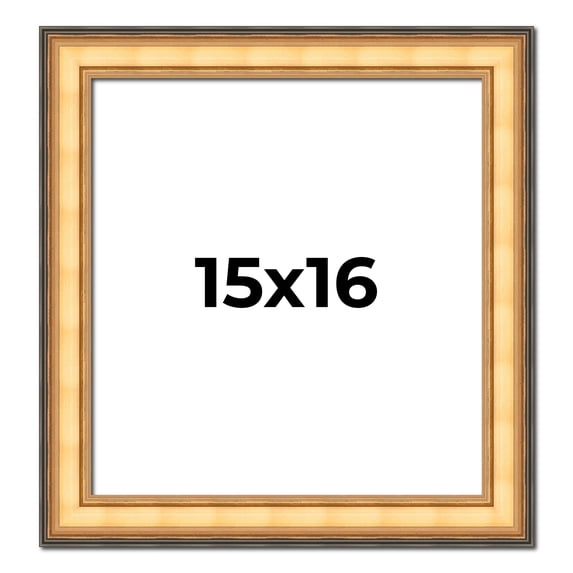 15x16 Frame Gold Plein Aire Solid Wood Picture Frame Width 2 Inches | Interior Frame Depth 0.5