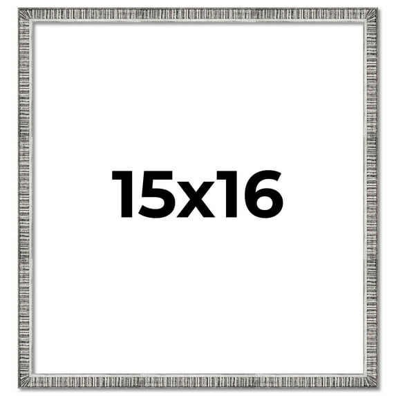 15x16 Frame Silver Grey Distressed Solid Wood Picture Frame | 0.75 Inch Moulding Width | Interior