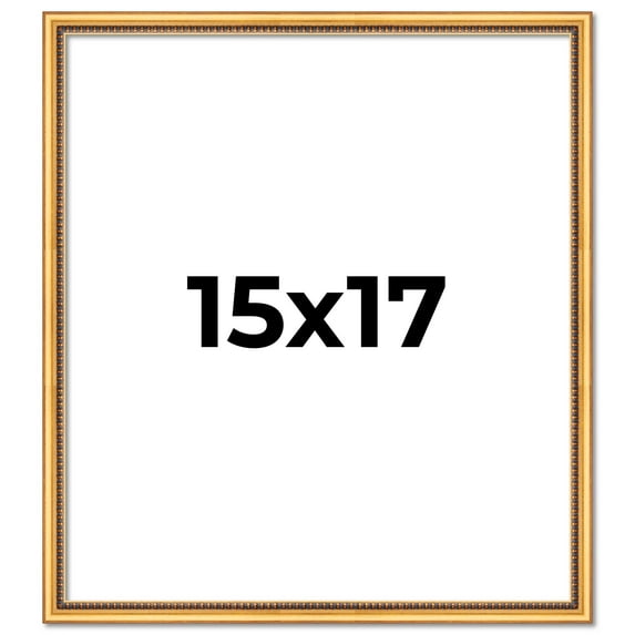 15x17 Frame Beaded Gold Solid Wood Picture Frame | 0.75 Inches Moulding Width | Liscio Oro