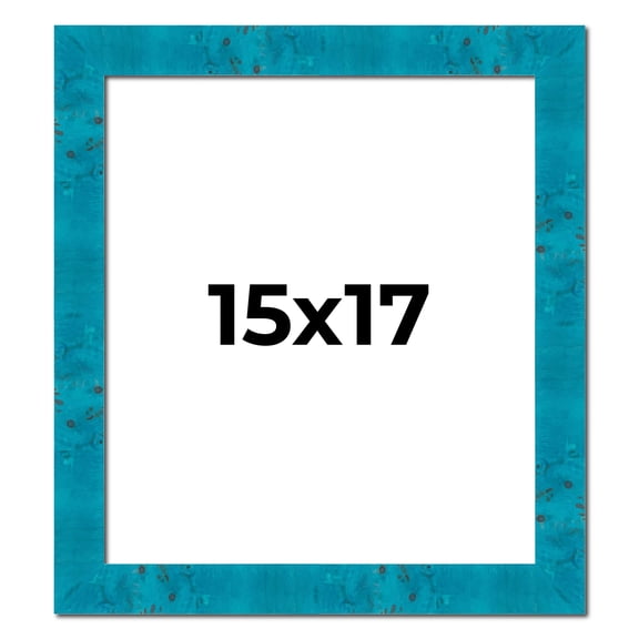 15x17 Frame Blue Teal Burl Wood Picture Frame | 1.75 Inch Moulding Width | Interior Frame Depth 0.5