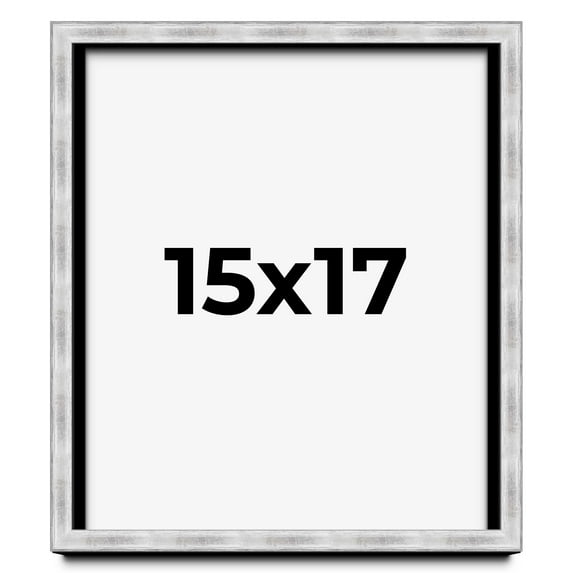 15x17 Frame Brushed Silver Solid Wood Picture Frame | 0.75 Inch Moulding Width | Rabbet Depth 0.75