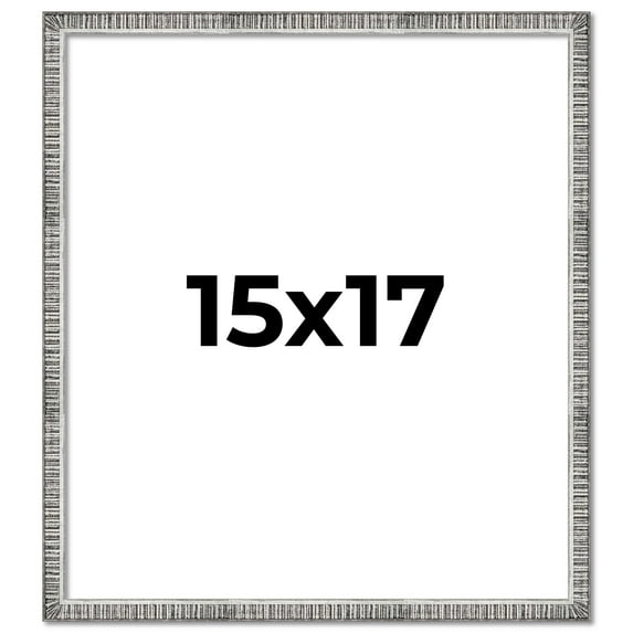 15x17 Frame Silver Grey Distressed Solid Wood Picture Frame | 0.75 Inch Moulding Width | Interior