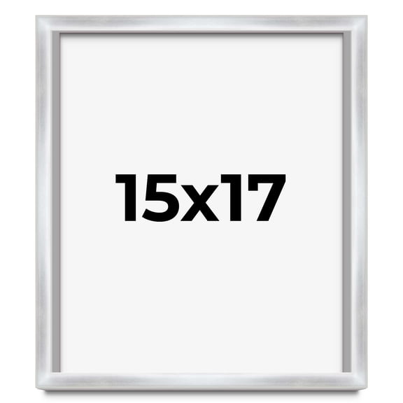 15x17 Frame Silver Whitewashed Wood Grain Solid Wood Shadow Box | 0.75 Inch Moulding Width | 0.75
