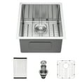 thumbnail image 1 of 15x17x10 Inches 16-Gauge Stainless Steel Undermount Single Bowl Kitchen Sink.", 1 of 7