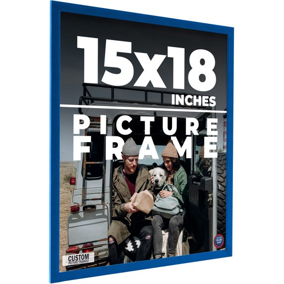 15x18 Classic Modern Blue Picture Frame - UV Acrylic, Foam Board Backing, Hanging Hardware