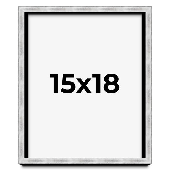 15x18 Frame Brushed Silver Solid Wood Picture Frame | 0.75 Inch Moulding Width | Rabbet Depth 0.75