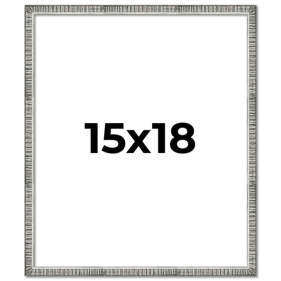 15x18 Frame Silver Grey Distressed Solid Wood Picture Frame | 0.75 Inch Moulding Width | Interior