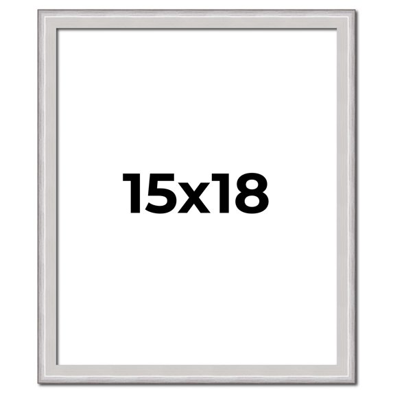 15x18 Frame Silver Inner Slope Bevel Picture Frame | 1 Inch Moulding Width | 0.75 Inch Rabbet Depth