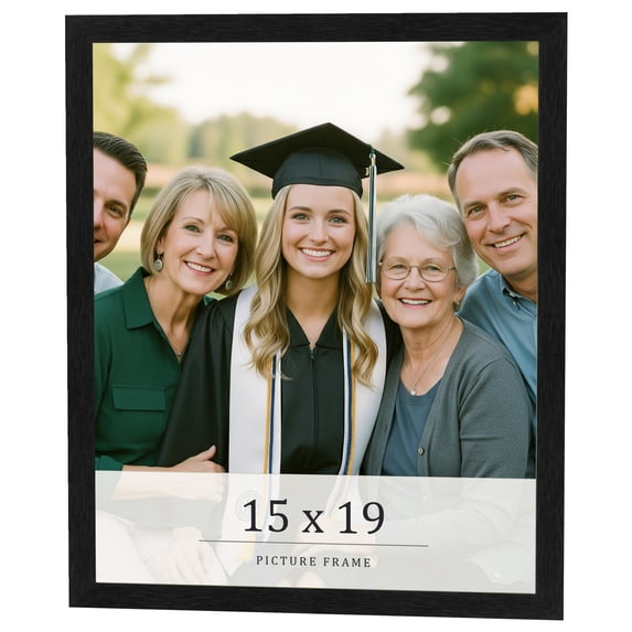 15x19 Frame Black Charcoal Grey Wood Textured Picture Frame | 0.75 Inch Moulding Width | Gunmetal