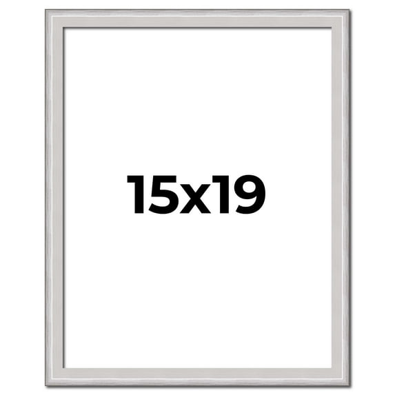 15x19 Frame Silver Inner Slope Bevel Picture Frame | 1 Inch Moulding Width | 0.75 Inch Rabbet Depth