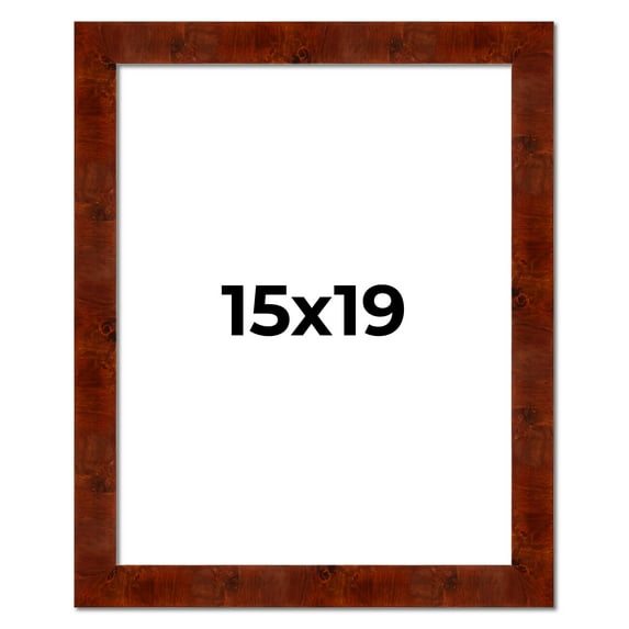 15x19 Walnut Brown Veneer Real Wood Picture Frame Width 1.75 inches | Interior Frame Depth 0.5