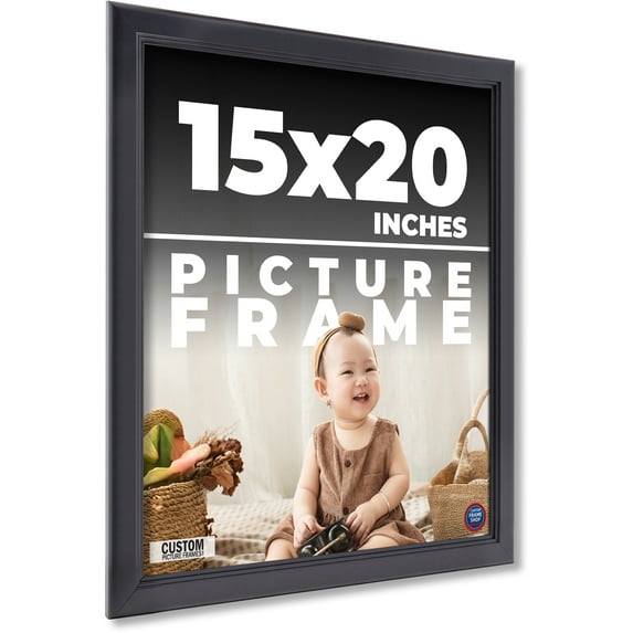 15x20 - 15 x 20 Contemporary Black Solid Wood Frame with UV Framer's Acrylic & Foam Board Backing -
