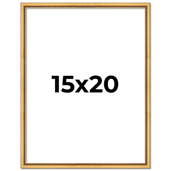 15x20 Frame Beaded Gold Solid Wood Picture Frame | 0.75 Inches Moulding Width | Liscio Oro