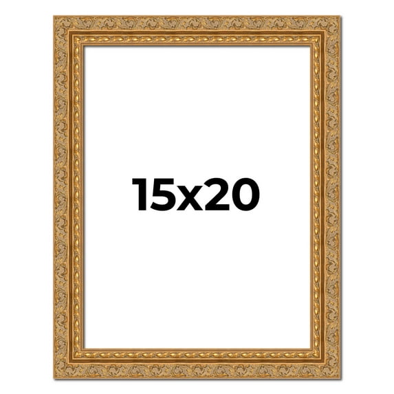 15x20 Frame Gold Ornate Solid Wood Picture Frame | 2 Inch Moulding Width | Firman Traditional Photo
