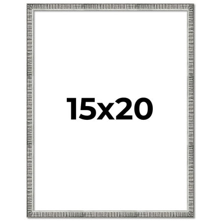 15x20 Frame Silver Picture Frame - Complete Modern Photo Frame Includes UV Acrylic Shatter Guard