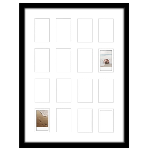 15x20 Picture Frame with 16 Openings for 2x3 Photos, Instant Photo Frame Collage for Wall Display, Mini Frames for Instax Mini Pictures to Showcase Family and Travel Memories, Black