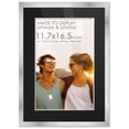 thumbnail image 1 of 15x20 Silver Picture Frame with 11.2x16 Black Mat Opening for 11.7x16.5 Image, 0.75 Inch Border, UV, 1 of 5