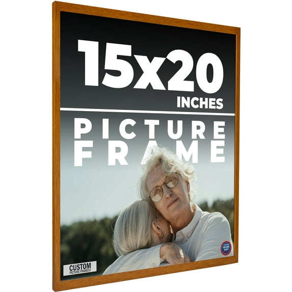15x20 Slim Profile Brown Picture Frame - UV Acrylic, Foam Board Backing, Hanging Hardware
