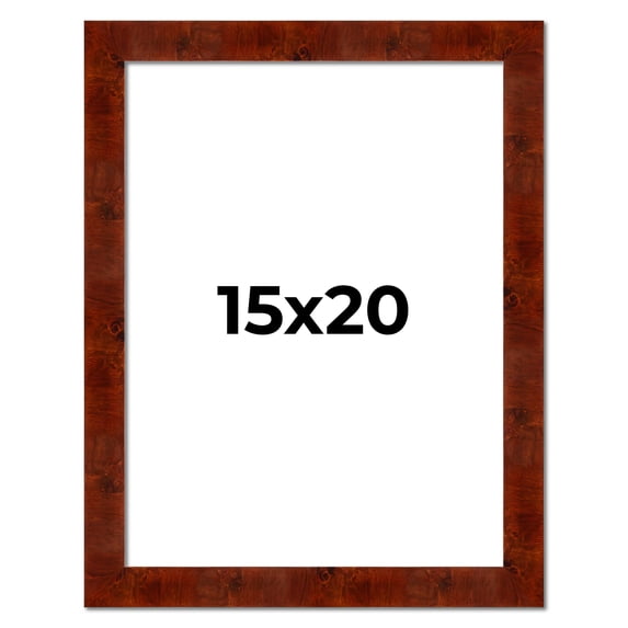 15x20 Walnut Brown Veneer Real Wood Picture Frame Width 1.75 inches | Interior Frame Depth 0.5