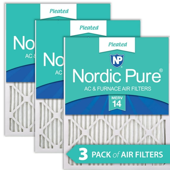 15x20x1 (14_1/2x19_1/2) Pleated MERV 14 Air Filters 3 Pack
