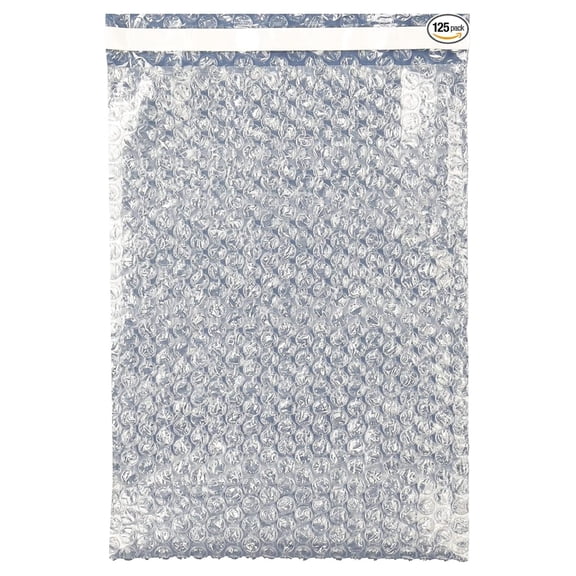 15x21" Clear Self-Sealing Bubble Out Bag Pouches -125 Pack- Bubble Cushion Wrap Bags for Packing, Storage, Moving, and Shipping fragile items