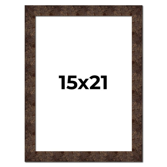 15x21 Frame Brown Burl Real Wood Picture Frame Width 1.625 Inches | Interior Frame Depth 0.5 Inches