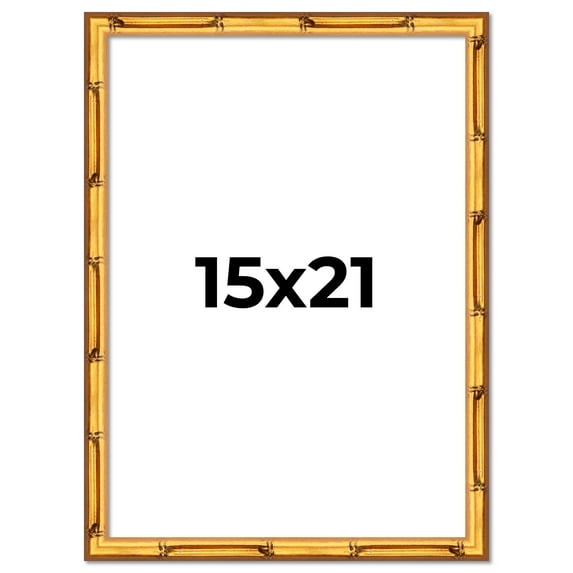 15x21 Frame Gold Bamboo Solid Wood Picture Frame | 0.75 Inch Moulding Width | Interior Frame Depth